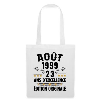 23 Ans Anniversaire Vintage Né(e) en Août 1999 - Sac en tissu - blanc - Devant