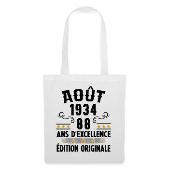 88 Ans Anniversaire Vintage Né(e) en Août 1934 - Sac en tissu - blanc - Devant