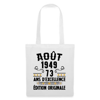 73 Ans Anniversaire Vintage Né(e) en Août 1949 - Sac en tissu - blanc - Devant