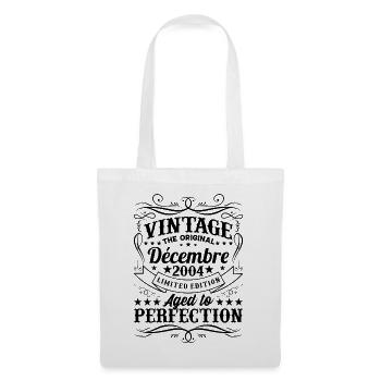 Vintage Flourish Cadeau Anniversaire Décembre 2004 - Sac en tissu - blanc - Devant