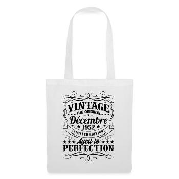 Vintage Flourish Cadeau Anniversaire Décembre 1952 - Sac en tissu - blanc - Devant