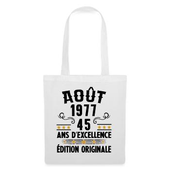 45 Ans Anniversaire Vintage Né(e) en Août 1977 - Sac en tissu - blanc - Devant