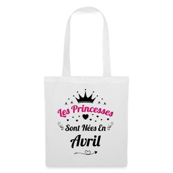 Les Princesses Sont Nées En Avril Anniversaire - Sac en tissu - blanc - Devant