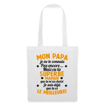 Annonce grossesse Cadeau Futur Papa Future Maman - Sac en tissu - blanc - Devant