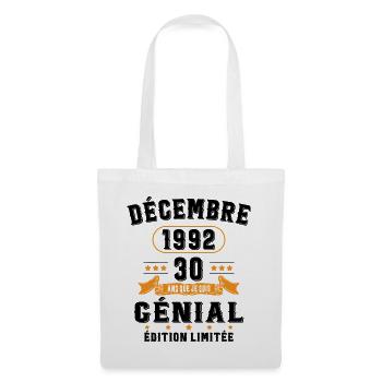 30 Ans Anniversaire Vintage Né(e) en Décembre 1992 - Sac en tissu - blanc - Devant