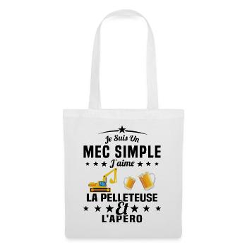 Un Mec Simple J'aime La Pelleteuse Et L'apéro - Sac en tissu - blanc - Devant