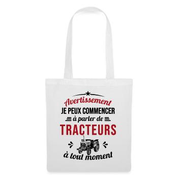 Parler De tracteurs À Tout Moment Pour Agriculteur - Sac en tissu - blanc - Devant