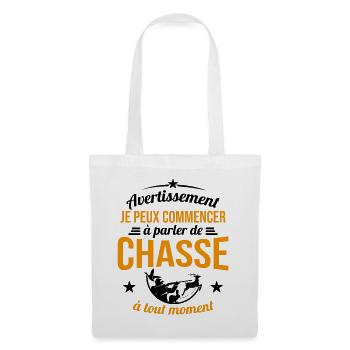 Parler De Chasse à Tout Moment Cadeau Chasseur - Sac en tissu - blanc - Devant