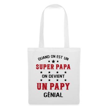 Un Super Papa On Devient Un Papy Génial - Sac en tissu - blanc - Devant