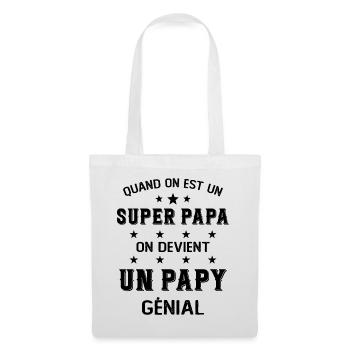 Un Super Papa On Devient Un Papy Génial - Sac en tissu - blanc - Devant