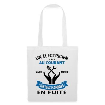 Plombier Cadeau Homme Humour Papa Electricien - Sac en tissu - blanc - Devant
