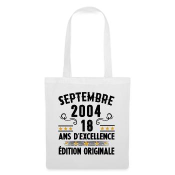 18 Ans Anniversaire Vintage Né(e) Septembre 2004 - Sac en tissu - blanc - Devant