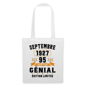 95 Ans Anniversaire Vintage En Septembre 1927 - Sac en tissu - blanc - Devant