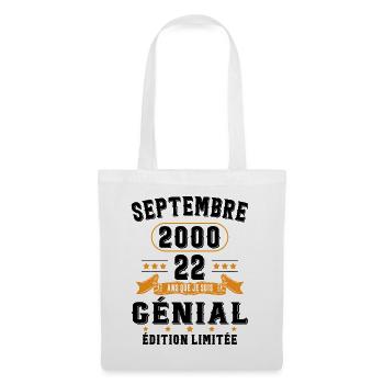 22 Ans Anniversaire Vintage Né(e) Septembre 2000 - Sac en tissu - blanc - Devant