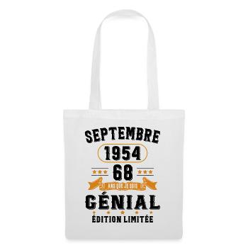 68 Ans Anniversaire Vintage Né(e) Septembre 1954 - Sac en tissu - blanc - Devant