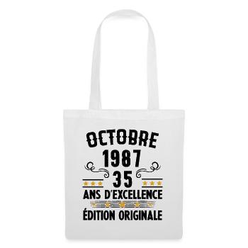 35 Ans Anniversaire Vintage Né(e) en Octobre 1987 - Sac en tissu - blanc - Devant