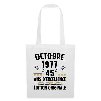 45 Ans Anniversaire Vintage Né(e) en Octobre 1977 - Sac en tissu - blanc - Devant