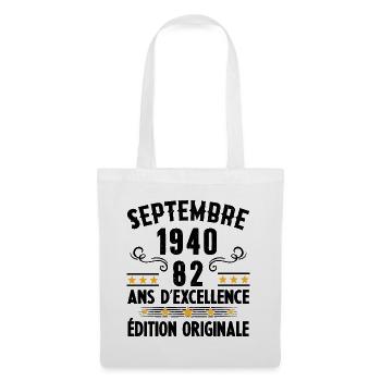 82 Ans Anniversaire Vintage Né(e) Septembre 1940 - Sac en tissu - blanc - Devant