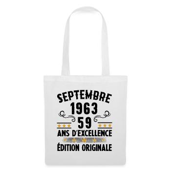 59 Ans Anniversaire Vintage Né(e) Septembre 1963 - Sac en tissu - blanc - Devant