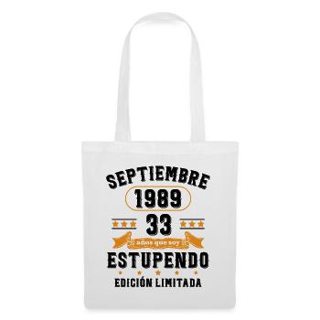 33 Ans Anniversaire Vintage Né(e) Septembre 1989 - Sac en tissu - blanc - Devant