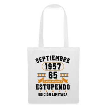 65 Ans Anniversaire Vintage Né(e) Septembre 1957 - Sac en tissu - blanc - Devant