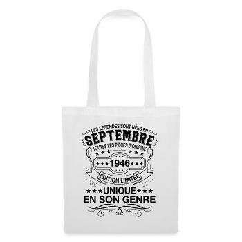 Les légendes sont nées en Septembre 1946 - Sac en tissu - blanc - Devant