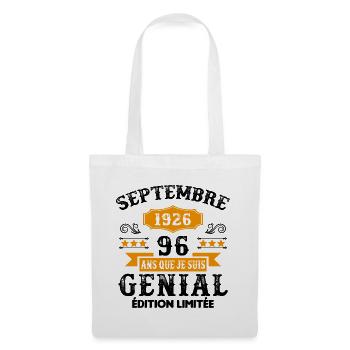 96 Ans Anniversaire Vintage Né(e) Septembre 1926 - Sac en tissu - blanc - Devant