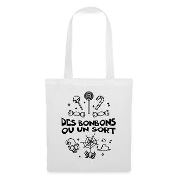Des Bonbons ou un Sort - Déguisement Halloween - Sac en tissu - blanc - Devant