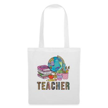Cute Teacher Leopard Print Globe First Day of - Tote Bag - white - Front
