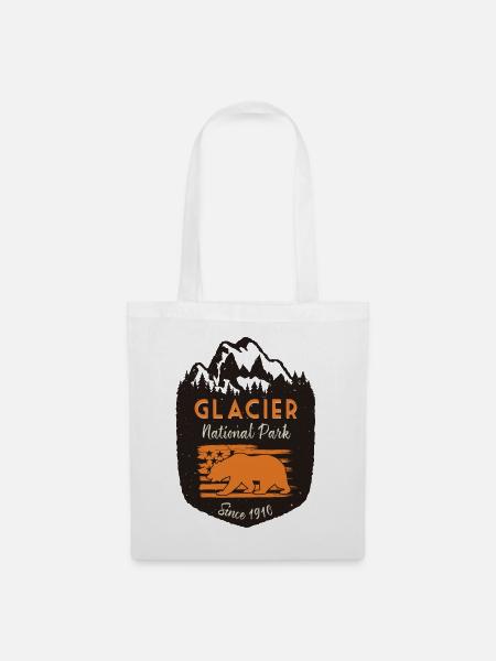 Glacier National Park US Flagge Grizzly Bear - Stoffbeutel - Weiß
