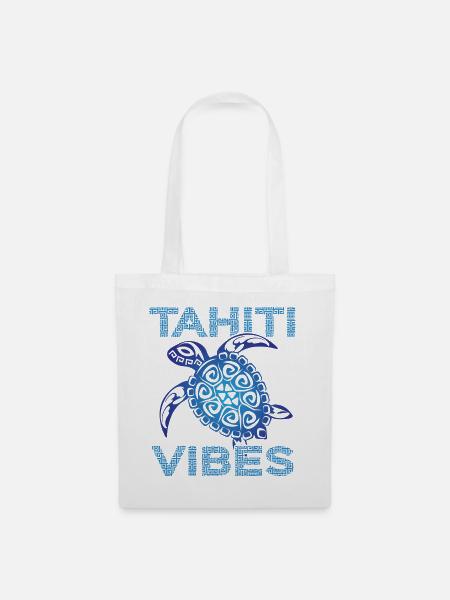 Polynesian Blue Tribal Sea Turtle Tahiti Vibes - Stoffbeutel - Weiß