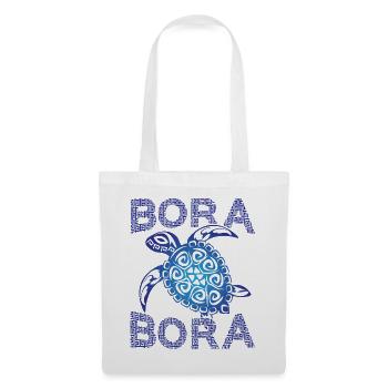 Tortue de mer tribale bleue polynésienne Bora Bora - Sac en tissu - blanc - Devant