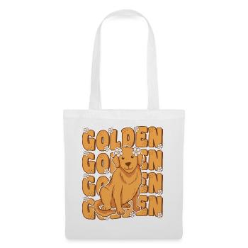 Rétro Golden Retriever Lover Mignon Groovy Floral - Sac en tissu - blanc - Devant