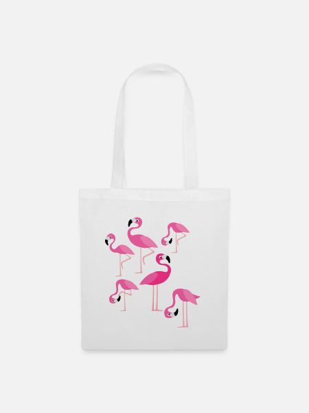 Flamant rose - Sac en tissu - blanc
