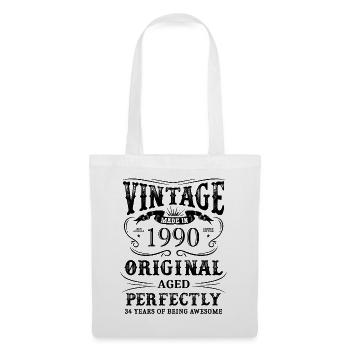 Vintage Made In 1990 34 ans d’être génial - Sac en tissu - blanc - Devant