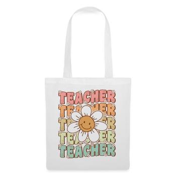 Groovy enseignant mignon Daisy fleur de retour à l’école - Sac en tissu - blanc - Devant