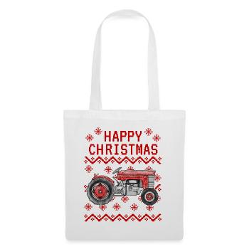 Vintage Tractor Ugly Christmas Farmer Farming - Tote Bag - white - Front