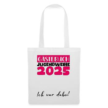 Jugendweihe 2025 Gästebuch Geschenk Mädchen Jungen - Stoffbeutel - Weiß - Vorne