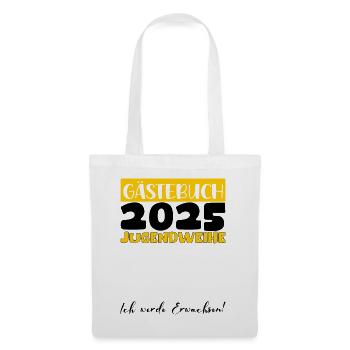Jugendweihe 2025 Gästebuch Geschenk Mädchen Jungen - Stoffbeutel - Weiß - Vorne