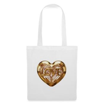 T-shirt classique - Cœur minimaliste en rose dorée - Sac en tissu - blanc - Devant