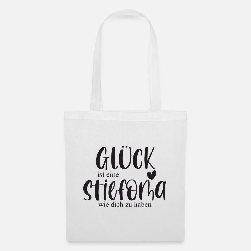 Oma Stiefoma Großmutter Familie Geschenk Glück - Stoffbeutel - Weiß