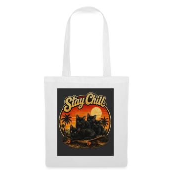 Restez calmes, chats au coucher du soleil - Sac en tissu - blanc - Devant