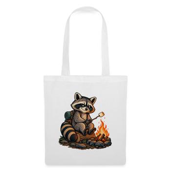 Waschbär am Lagerfeuer - Stoffbeutel - Weiß - Vorne