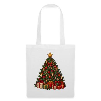 Weihnachtsbaum voller Lichter & Geschenke - Stoffbeutel - Weiß - Vorne