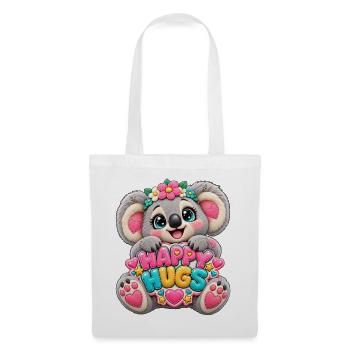 Kleiner Koala mit Happy Hugs - Stoffbeutel - Weiß - Vorne