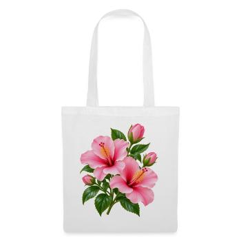 Rosa Hibiskusblüte - Stoffbeutel - Weiß - Vorne