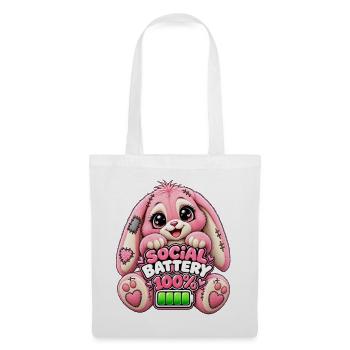 Social Battery Hoppelbunny 100% - Stoffbeutel - Weiß - Vorne