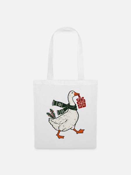 Weihnachtsgans Gans Weihnachten Wichtelgeschenk - Stoffbeutel - Weiß