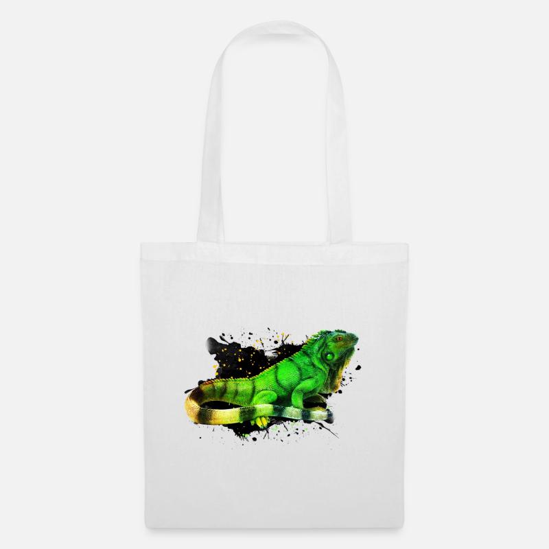 Retro Leguan Farbe Spritzer Reptilien Keeper Eidechse - Stoffbeutel - Weiß