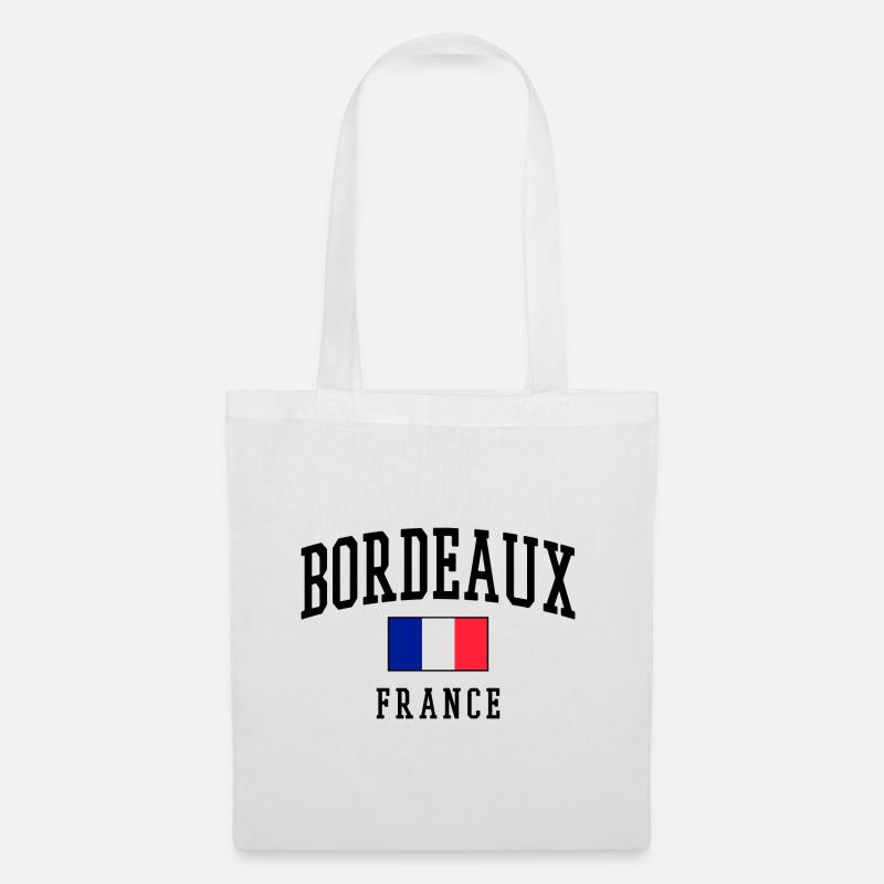 Bordeaux Frankreich Text Flagge - Stoffbeutel - Weiß